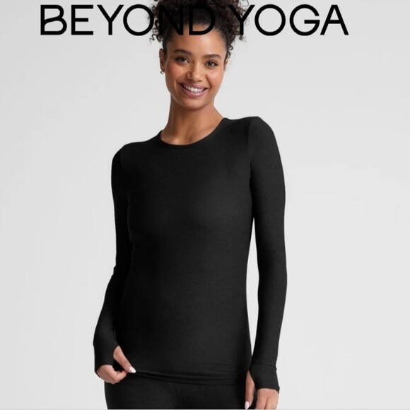 Beyond Yoga Featherweight Classic Crew Darkest Night Spacedye Pullover Top - Picture 1 of 10